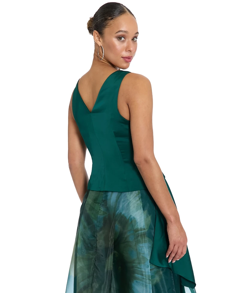 Muse Women's Asymmetrical Pleated V-Neck Top