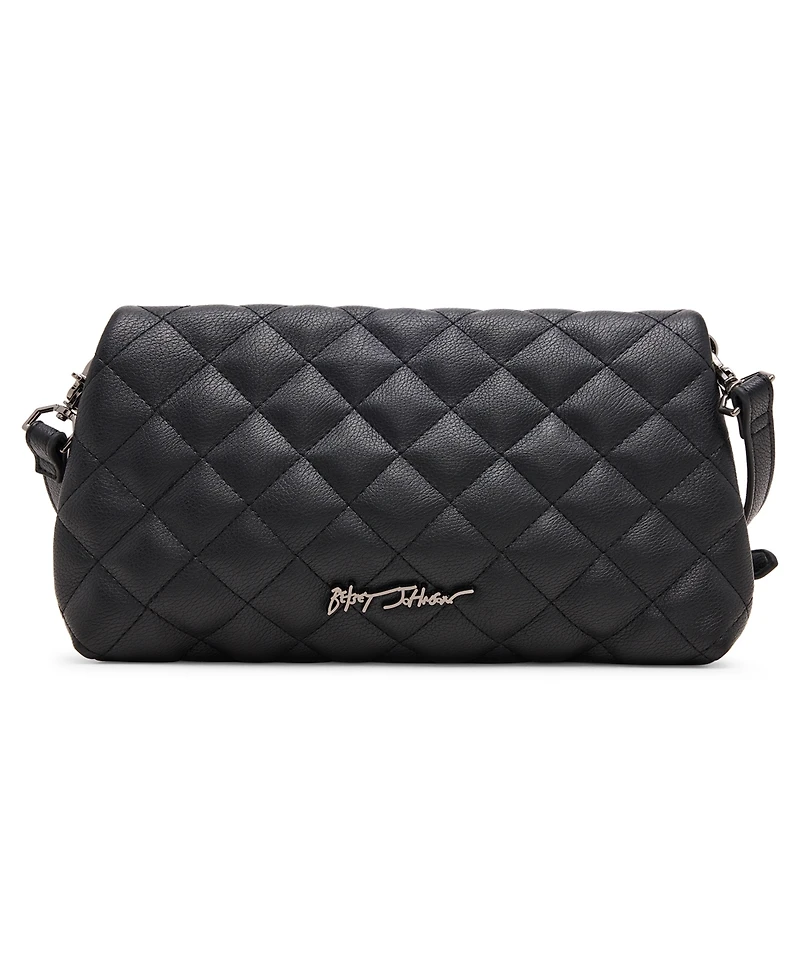 Betsey Johnson Jaw Dropping Quilt Tunnel Flap Clutch Bag