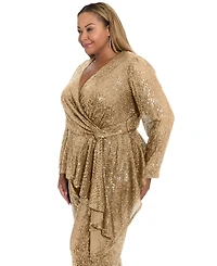 Muse Plus Sequin Long Sleeve Twist Wrap Top