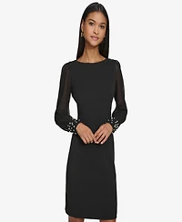 Karl Lagerfeld Paris Women's Illusion-Sleeve Beaded-Cuff Dress