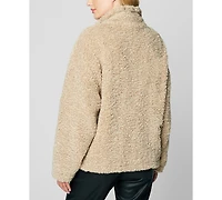 Blank Nyc Women's Faux Sherpa and Denim Mixed Media Jacket