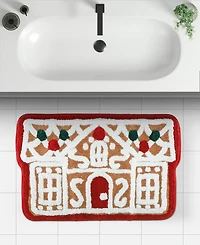 Holly Bells Gingerbread House Bath Rug, 20" x 32"