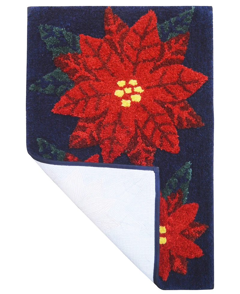 Holly Bells Poinsettia Bath Rug, 20" x 32"