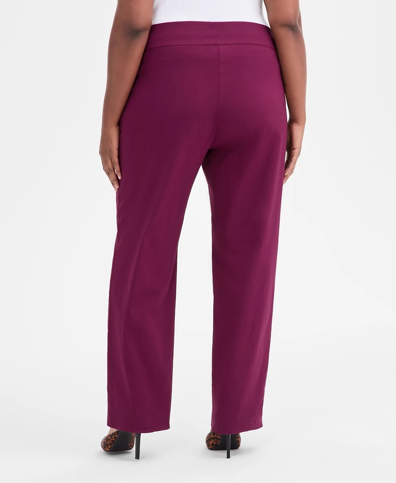 I.n.c. International Concepts Plus Mid-Rise Pull-On Straight-Leg Pants, Created for Macy's