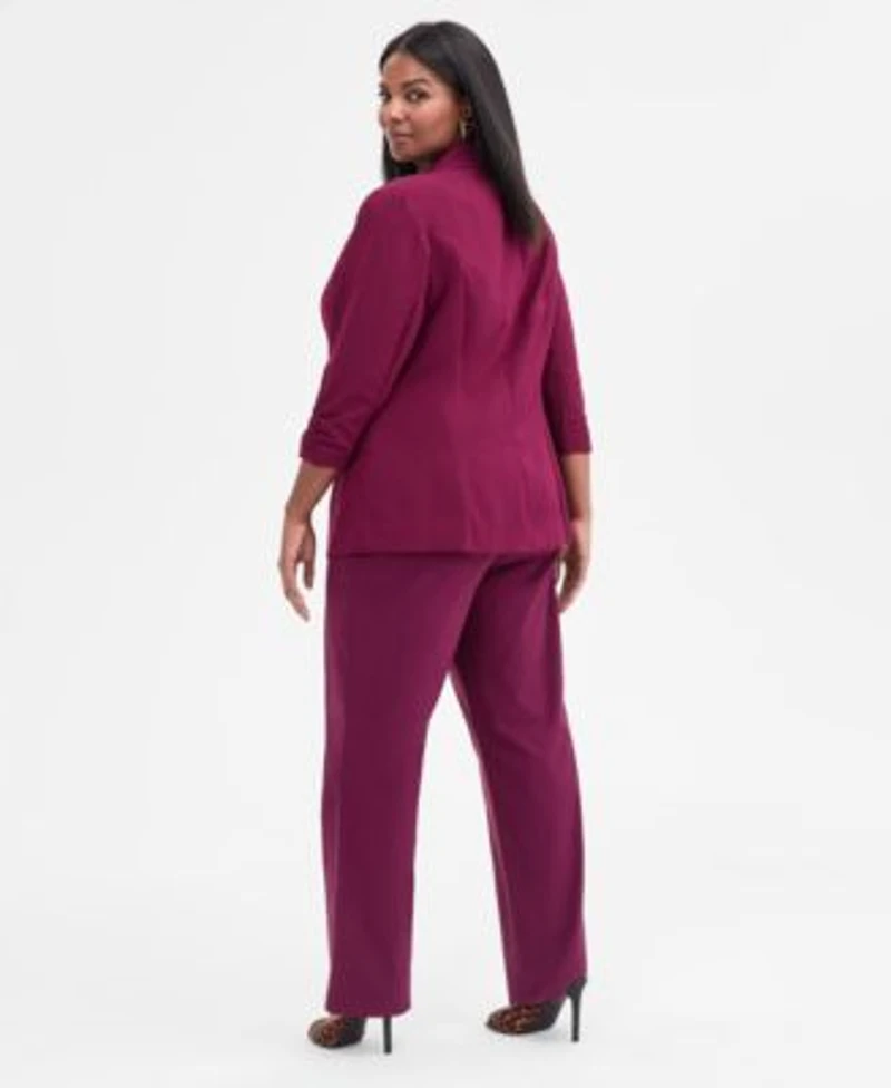I.N.C. International Concepts Plus Size 3 4 Sleeve Blazer Mid Rise Pull On Straight Leg Pants Macys Exclusive