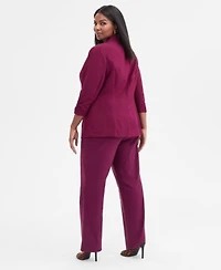 I.N.C. International Concepts Plus Size 3 4 Sleeve Blazer Mid Rise Pull On Straight Leg Pants Macys Exclusive