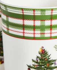 Spode Christmas Tree Plaid 5-Piece Mug & Tin Coaster Set