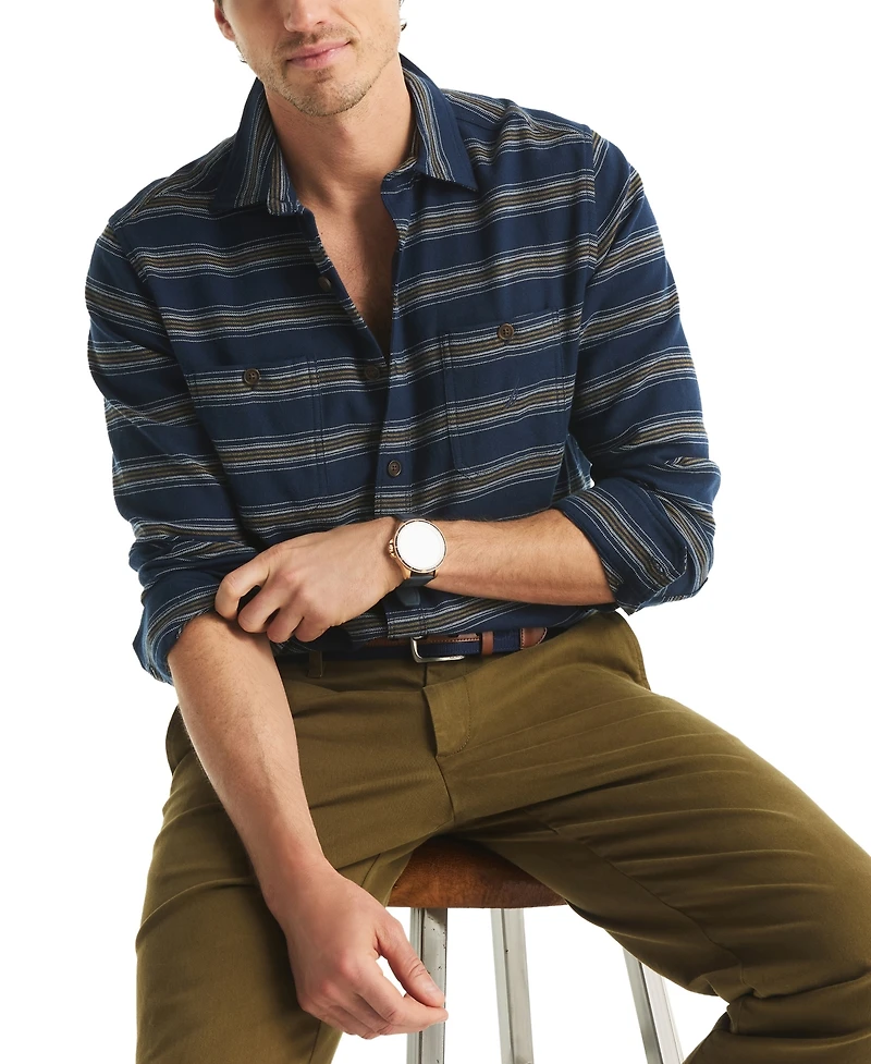Nautica Men's Plaid Straight Collar Shirt