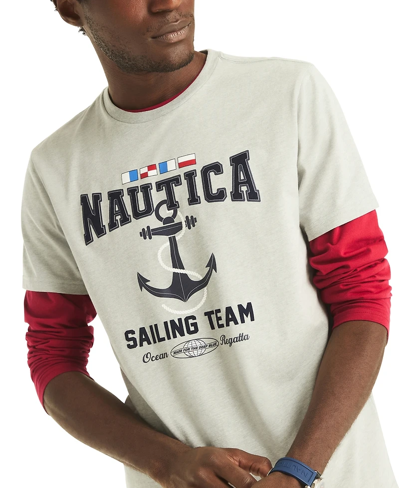 Nautica Men's Graphic Print Long Sleeve T-Shirt