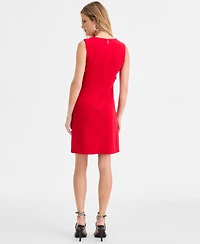 Karl Lagerfeld Paris Women's Bow Detail Crew Neck Sheath Dress