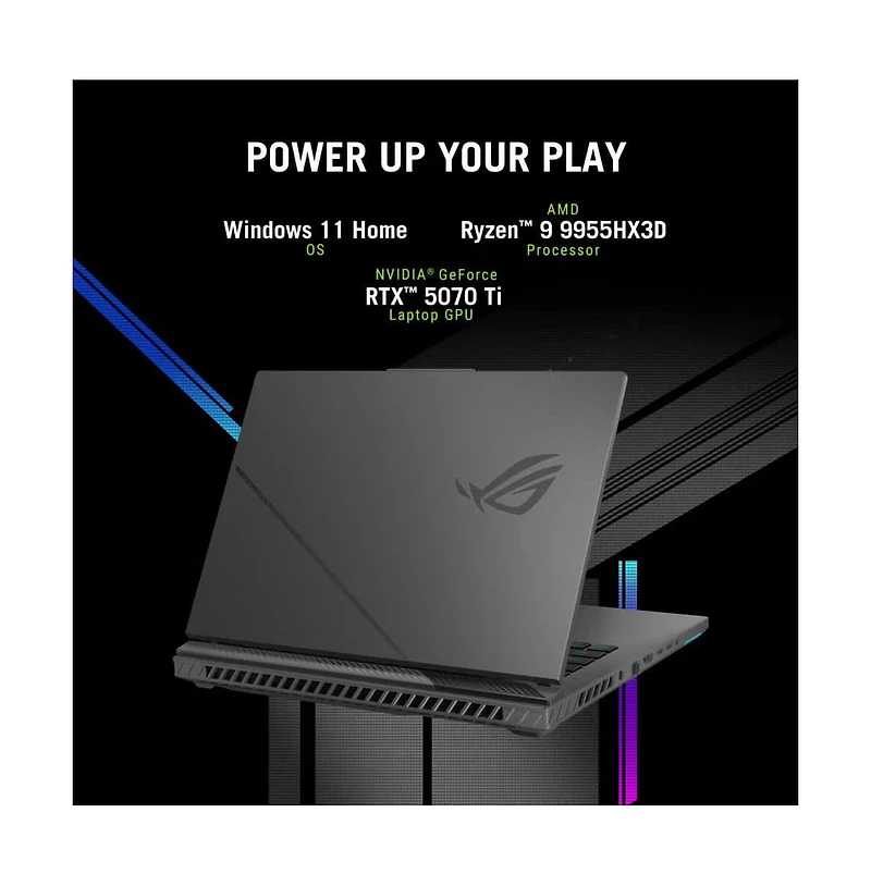 Asus 16" Rog Strix G16 Gaming Laptop Amd Ryzen 9 9955HX3D Processor 32GB Ram Nvidia GeForce Rtx 5070 Ti Laptop Gpu 1TB Ssd Storage