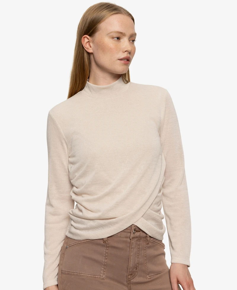 Sanctuary Women's Draped Mock Neck Top