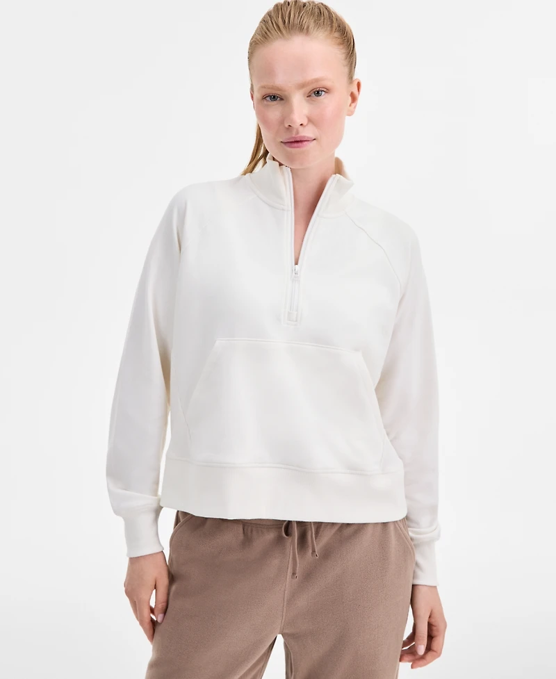 Id Ideology Women's Solid Fleece Quarter-Zip Sweatshirt, Macy's Exclusive