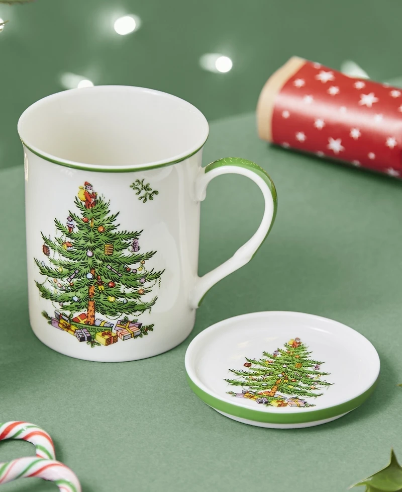 Spode Christmas Tree Mug & Coaster Set