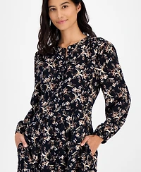 Style & Co Women's Printed Long Sleeve Tiered Dress, Macy's Exclusive