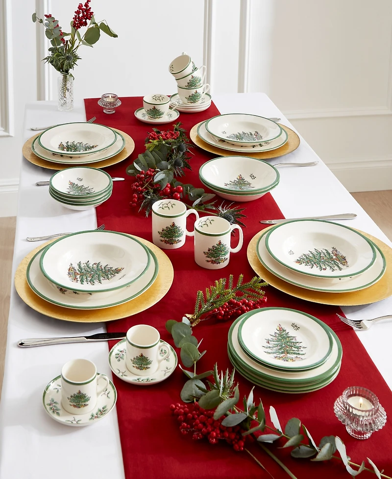 Spode Christmas Tree Ribbon Earthenware Divided Bell Dish
