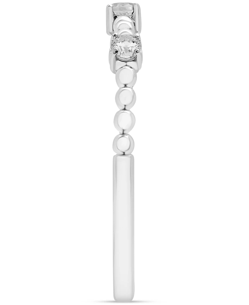 Diamond Beaded Narrow Stack Band (1/10 ct. t.w.) 10k Gold or White Gold, Created for Macy's
