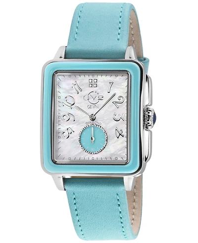 GV2 by Gevril Women's Bari Diva Teal Blue Leather Strap Watch, 34mm
