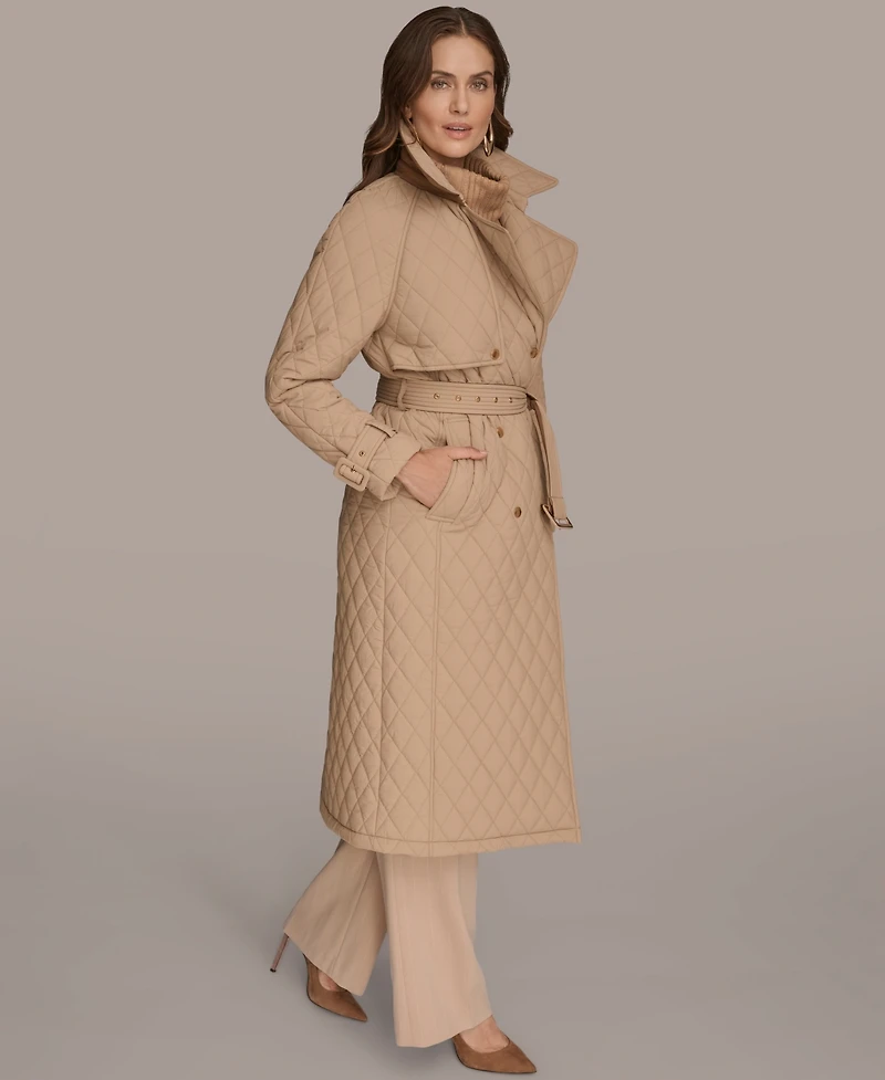 Donna Karan New York Women's Belted Maxi Quilted Coat