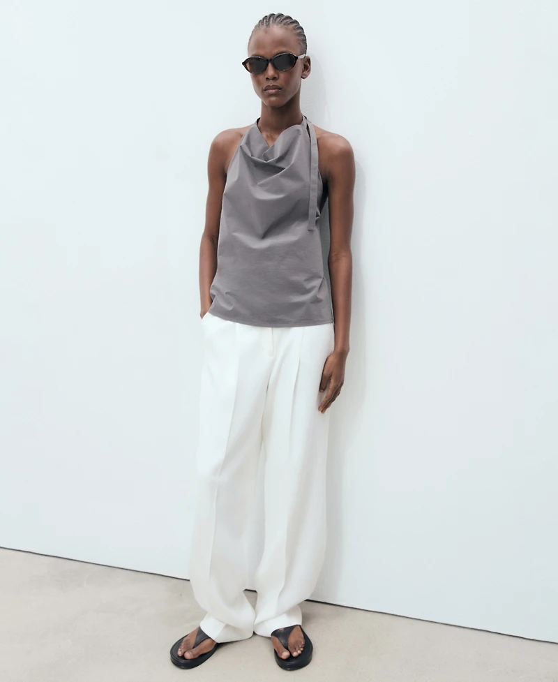 Mango Women's Open-Back Draped Top
