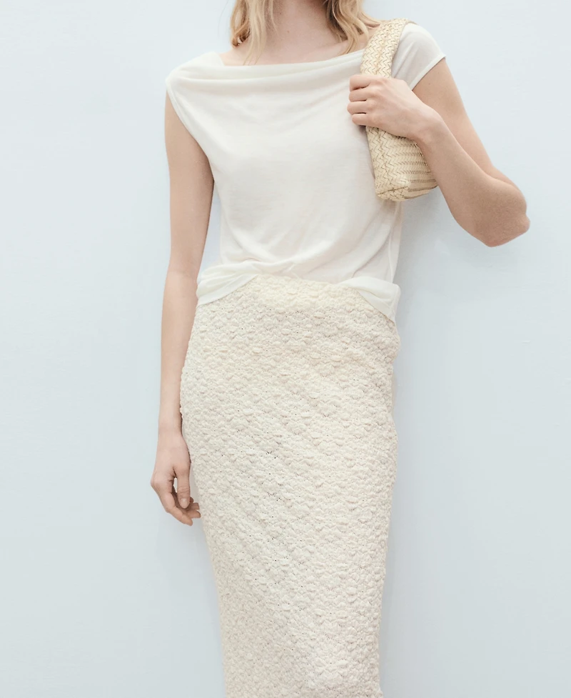 Mango Women's Textured Fitted Skirt