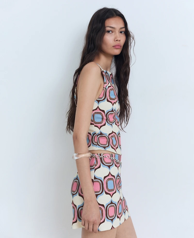 Mango Women's Printed Short Skirt