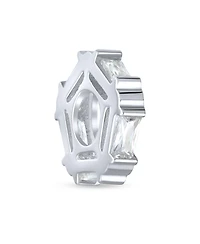 Bling Jewelry Geometric Baguette Cz Thin Spacer Bead Charm Cubic Zirconia .925 Sterling Silver Fits European Bracelet