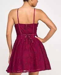 Seni & Cade Juniors' Sweetheart Neck Sleeveless Lace Corset Dress