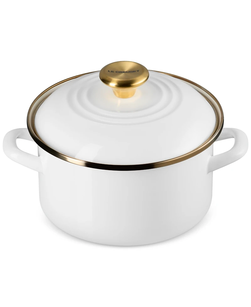 Le Creuset Enamel on Steel 3.8-Quart Petite Stockpot with Gold Rim