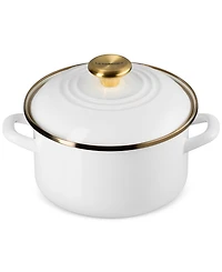 Le Creuset Enamel on Steel 3.8-Quart Petite Stockpot with Gold Rim