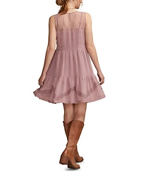 Lucky Brand Women's Mesh Tiered Crewneck Mini Dress