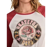 Lucky Brand Women's Grateful Dead Rose Raglan Crewneck T-Shirt