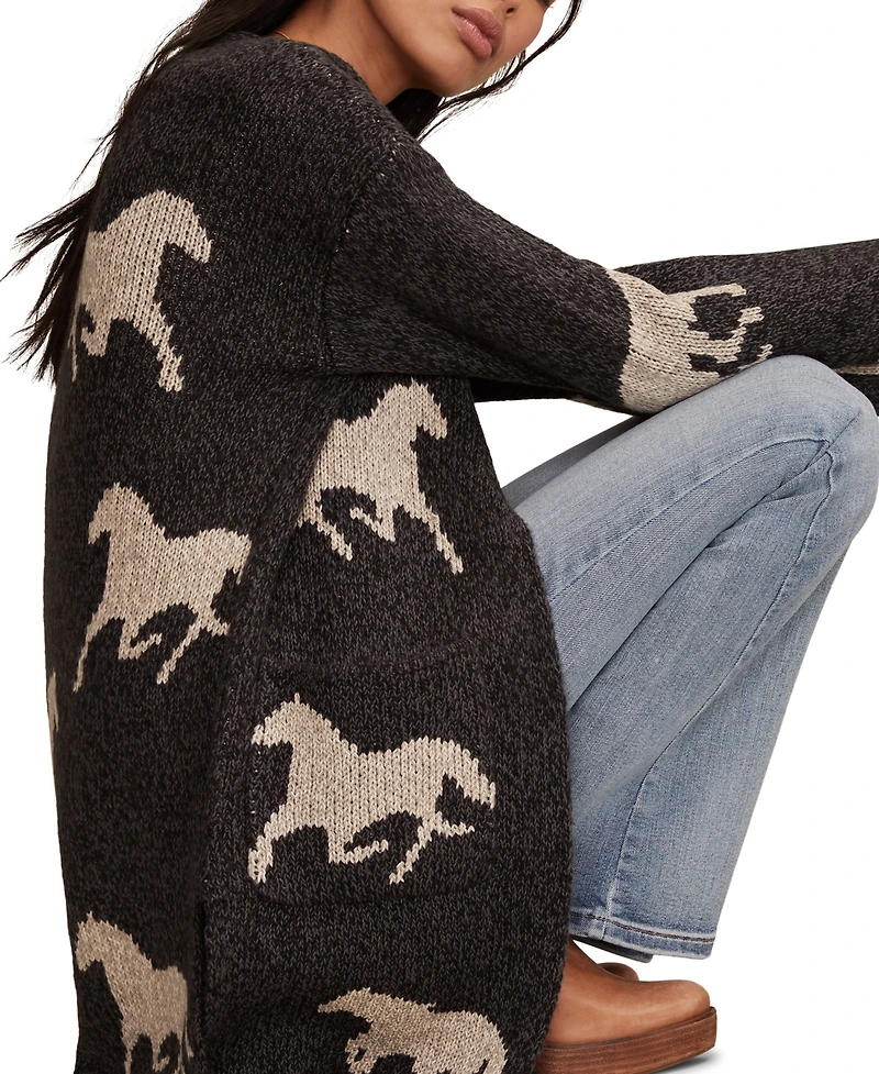 Lucky Brand Women's Horse V-Neck Cardigan
