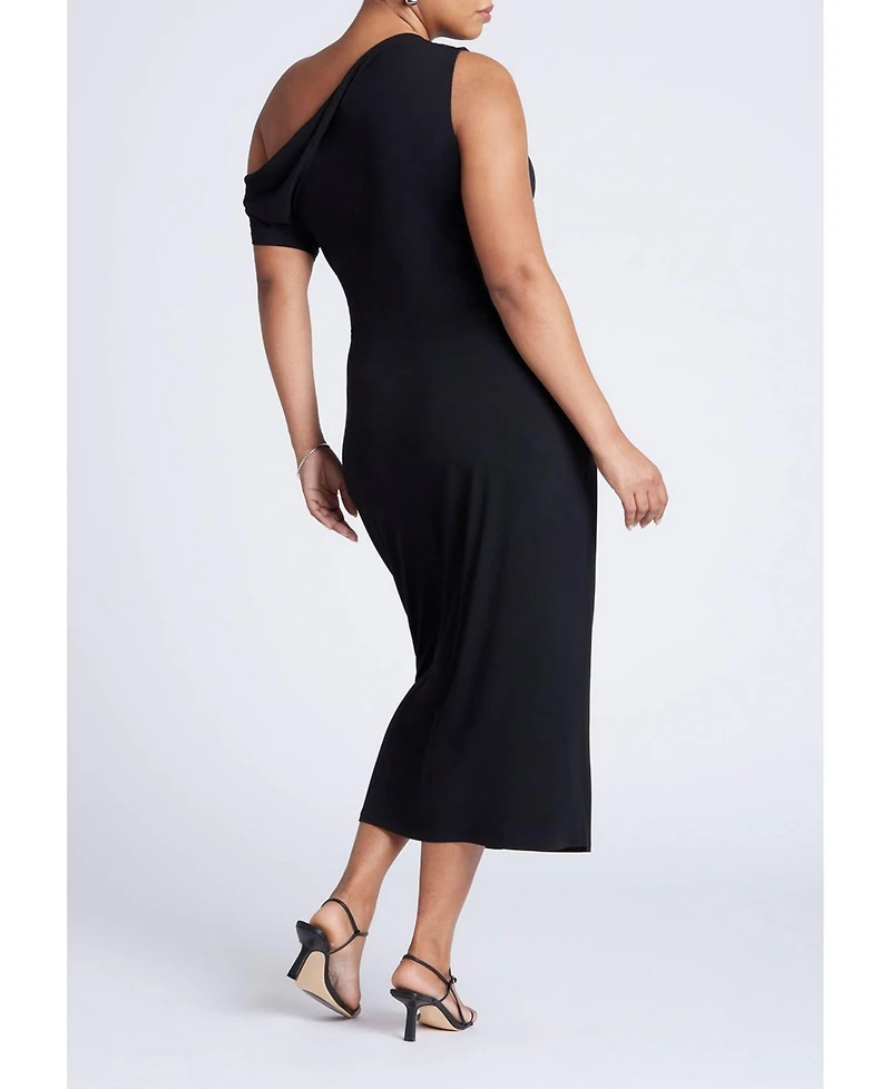 Eloquii Women's Plus Off The Shoulder Tie Front Midi Dress