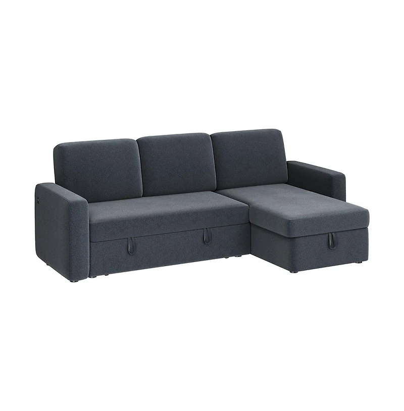 L-Shaped Reversible Sleeper Sectional Sofa with Chaise & Usb & Type-c Ports