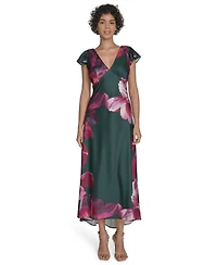 Calvin Klein Women's Flutter Sleeve Satin Midi Dress