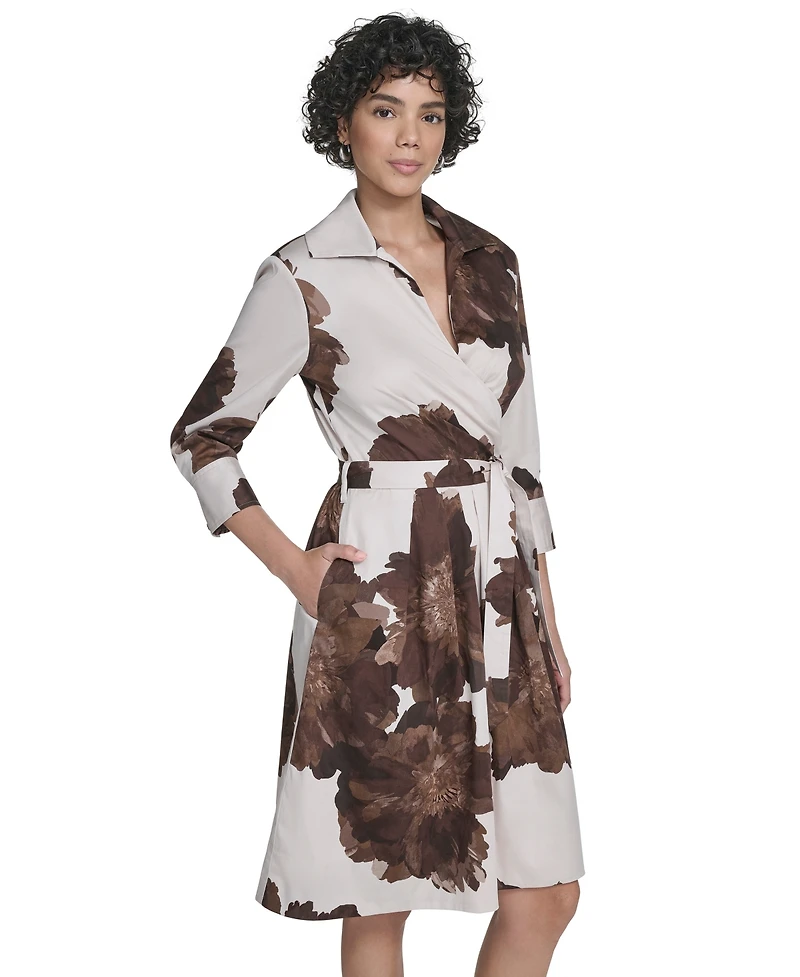 Calvin Klein Women's V-Neck Shirt Dress