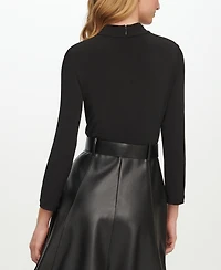 Calvin Klein Women's Ponte Pleather Combo Dress
