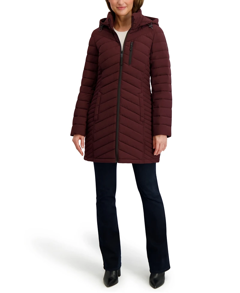 Nautica Women's Hooded Water-Resistant Puffer Coat