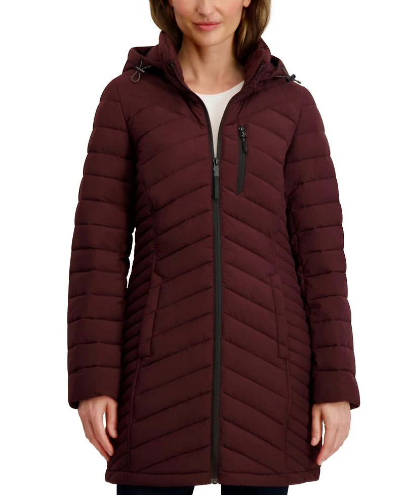 Nautica Women's Hooded Water-Resistant Puffer Coat