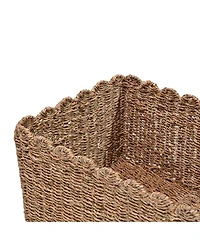 Happimess Arden Coastal Cottage Seagrass Scalloped Rectangular Organizing Storage Baskets (Set of 3)