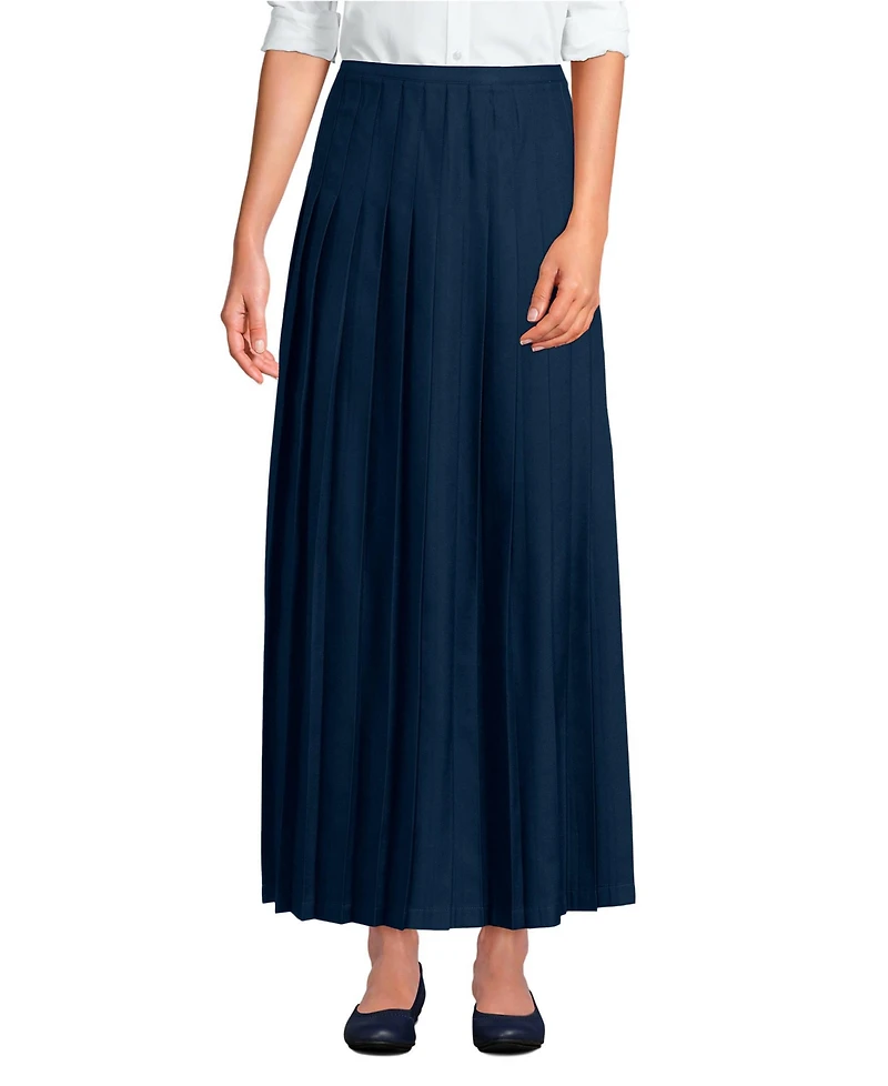 Lands' End Big Girls Solid Pleated Skirt Ankle Length