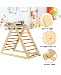 Akiudex Foldable Wooden Triangle Climber with Reversible Ramp for Kids