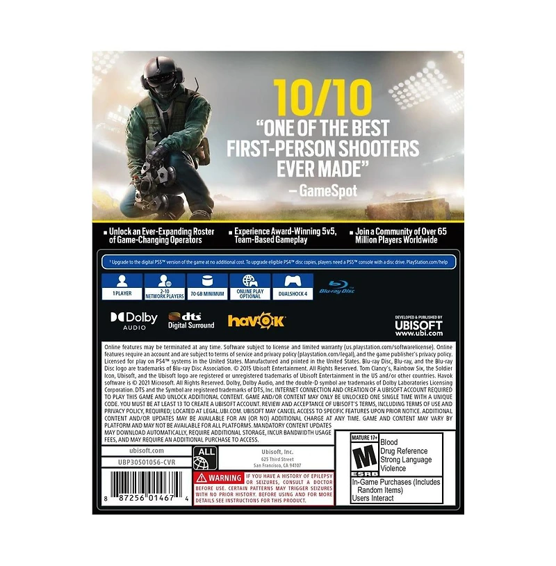 Ubisoft Tom Clancy's Rainbow Six Siege for PlayStation 4