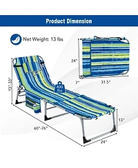 Costway Outdoor Folding Chaise 5-Position Lounge Chair with Face Hole & Adjustable Footrest