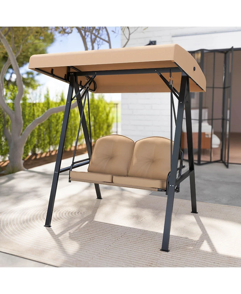 Costway 2-Person Outdoor Porch Swing Loveseat with A-Shaped Metal Stand