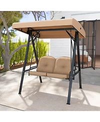 Costway 2-Person Outdoor Porch Swing Loveseat with A-Shaped Metal Stand