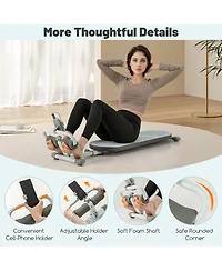 Akiudex Adjustable Foldable Sit-Up Bench with Foam Rollers and Phone Holder