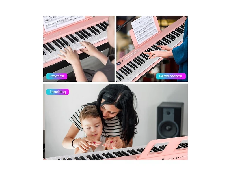Akiudex 88-Key Foldable Digital Piano with Bag Microphone and Music Stand