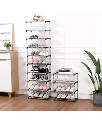 Vanirror Stackable Small Shoe Rack, Entryway, Hallway and Closet Space Saving Storage and Organization (3-Tier, Black)